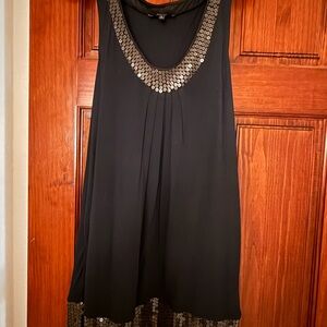 Black Sleeveless Dress with Silver Accents